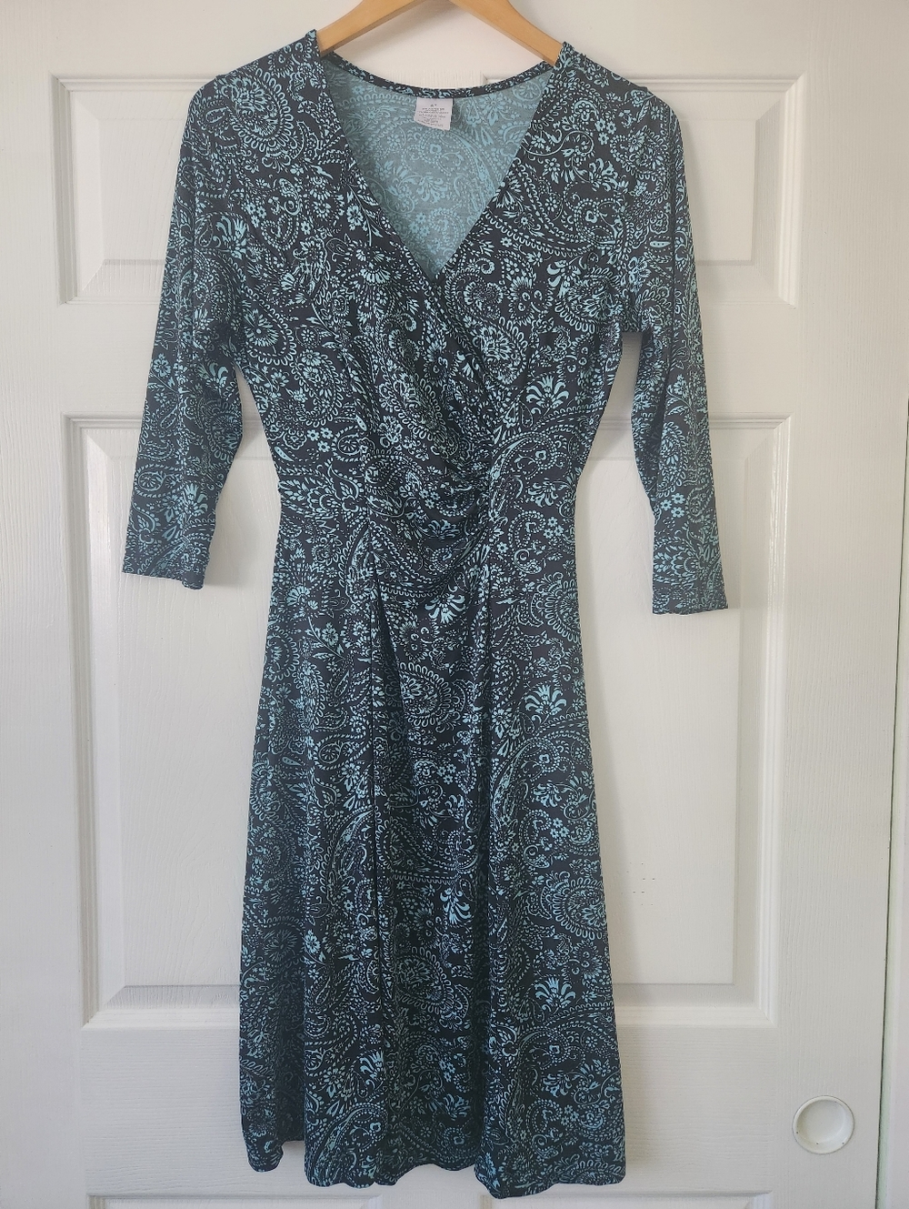 Women's Teal Paisley Wrap Dress -Small